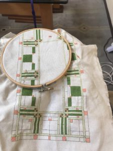 cross-stitch project: an art-glass window at Frank Lloyd Wright's Oak Park house