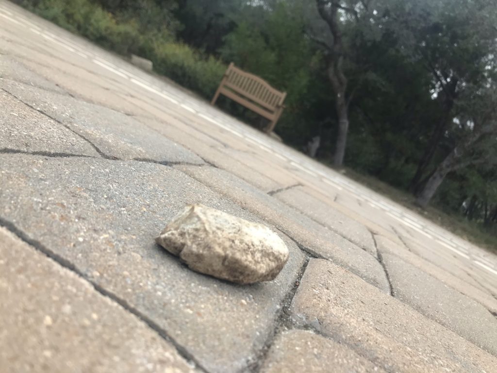 my pocket-rock, resting on the labyrinth